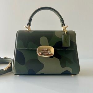 EUC Coach Eliza Mini Top Handle Bag Dark Cypress Multi Camouflage